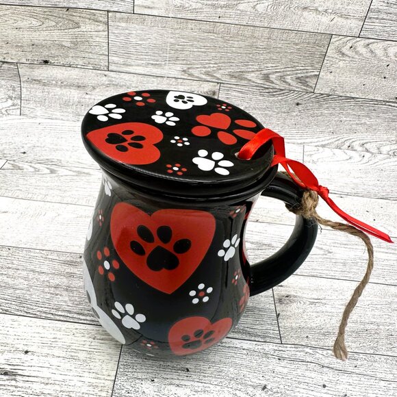 Temptations by Tara 16 oz. Dog Paws Heart Black Mug & Ornament/Lid - Picture 4 of 7